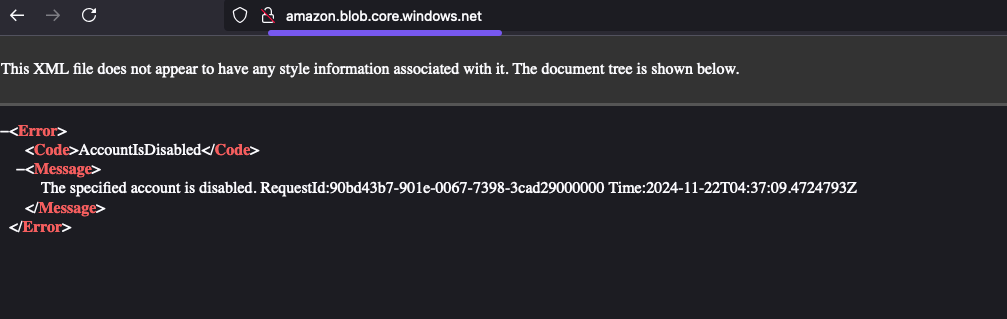 Trying the company name as storage account name